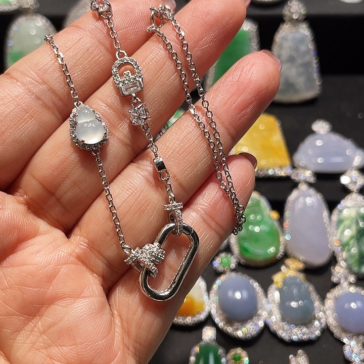 翡翠银S925镶嵌颈饰