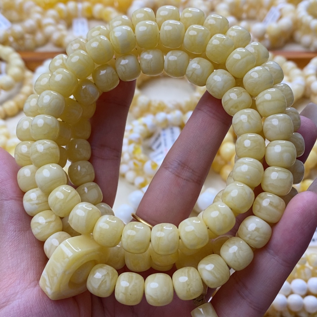 手链琥珀未镶嵌10m同料虎皮老型108