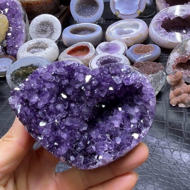 未镶嵌水晶珠宝半成品紫爱心窝