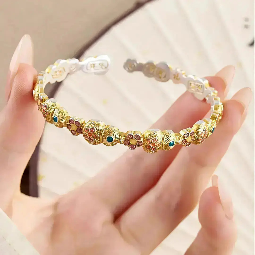 999.9银福禄生花开口镯