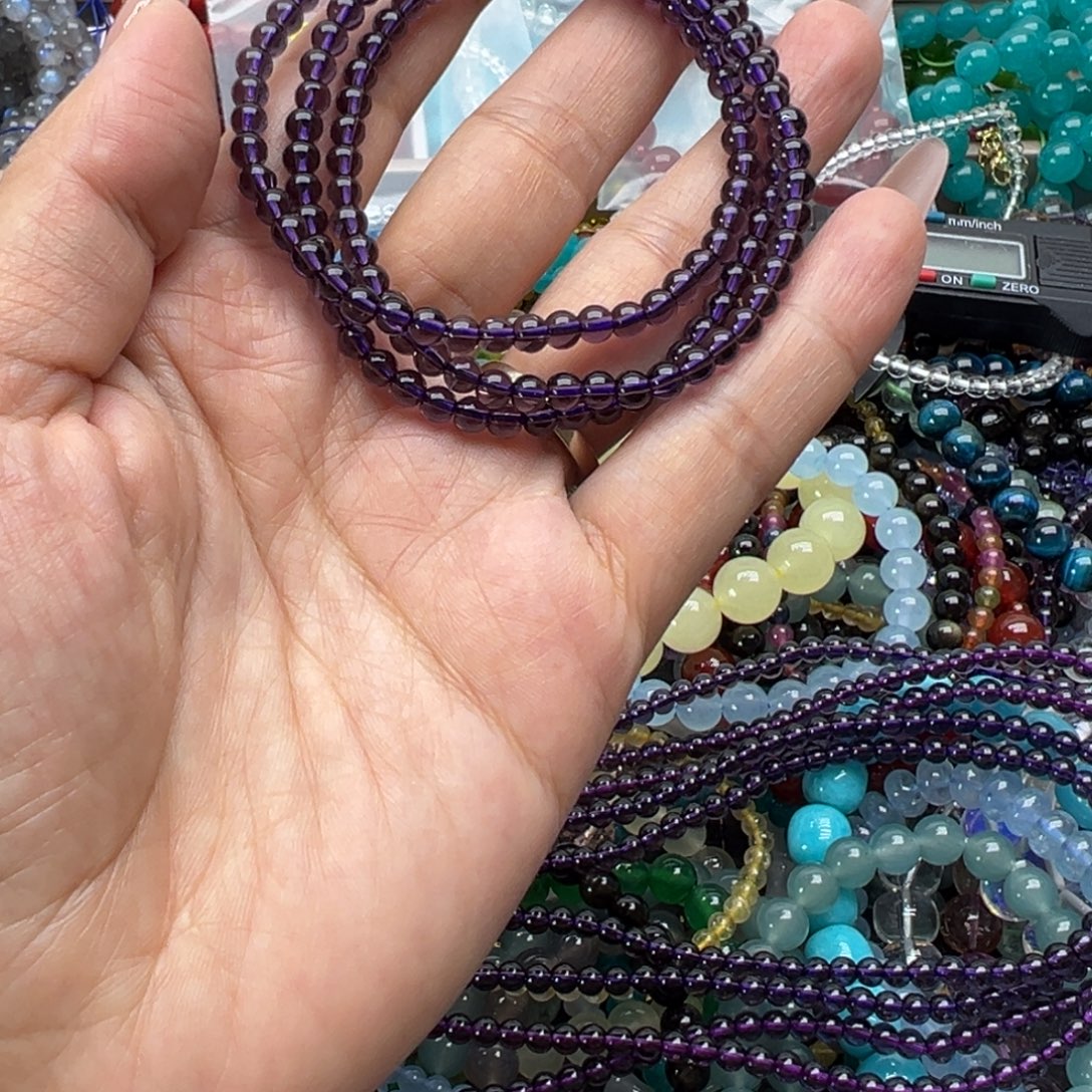 手链未镶嵌烟晶三圈紫水晶