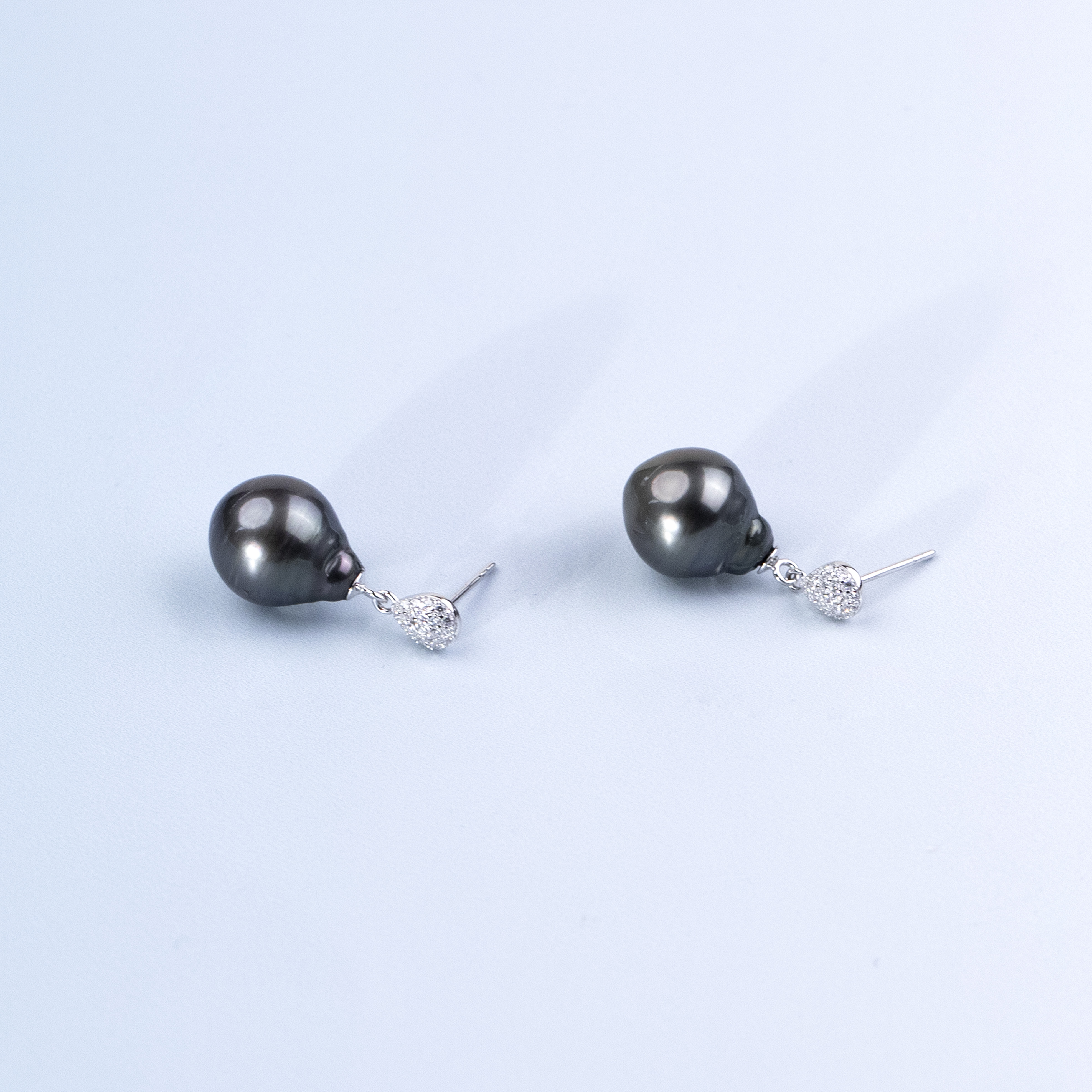 珈白丽【凌云专属】海水黑珍珠S925银针耳饰11-12mm（多样性发货1件）