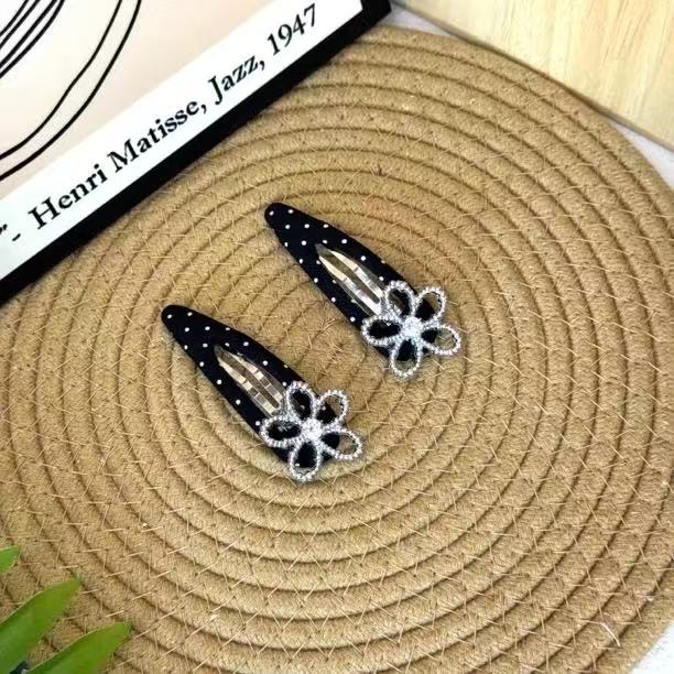 BlomUME原创合金花朵钻波点镂空BB夹一对韩系简约高级感发夹1-2