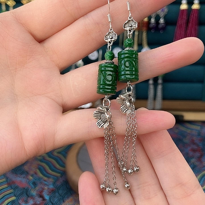 石英质玉耳钉银S925镶嵌606