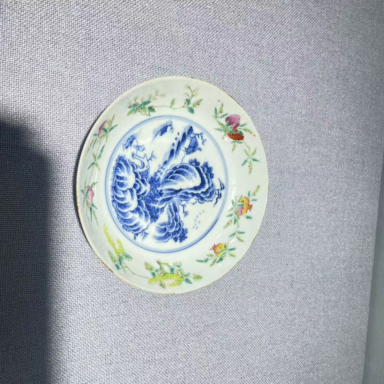 18 123 清中期 青花洋彩盘-N319120923