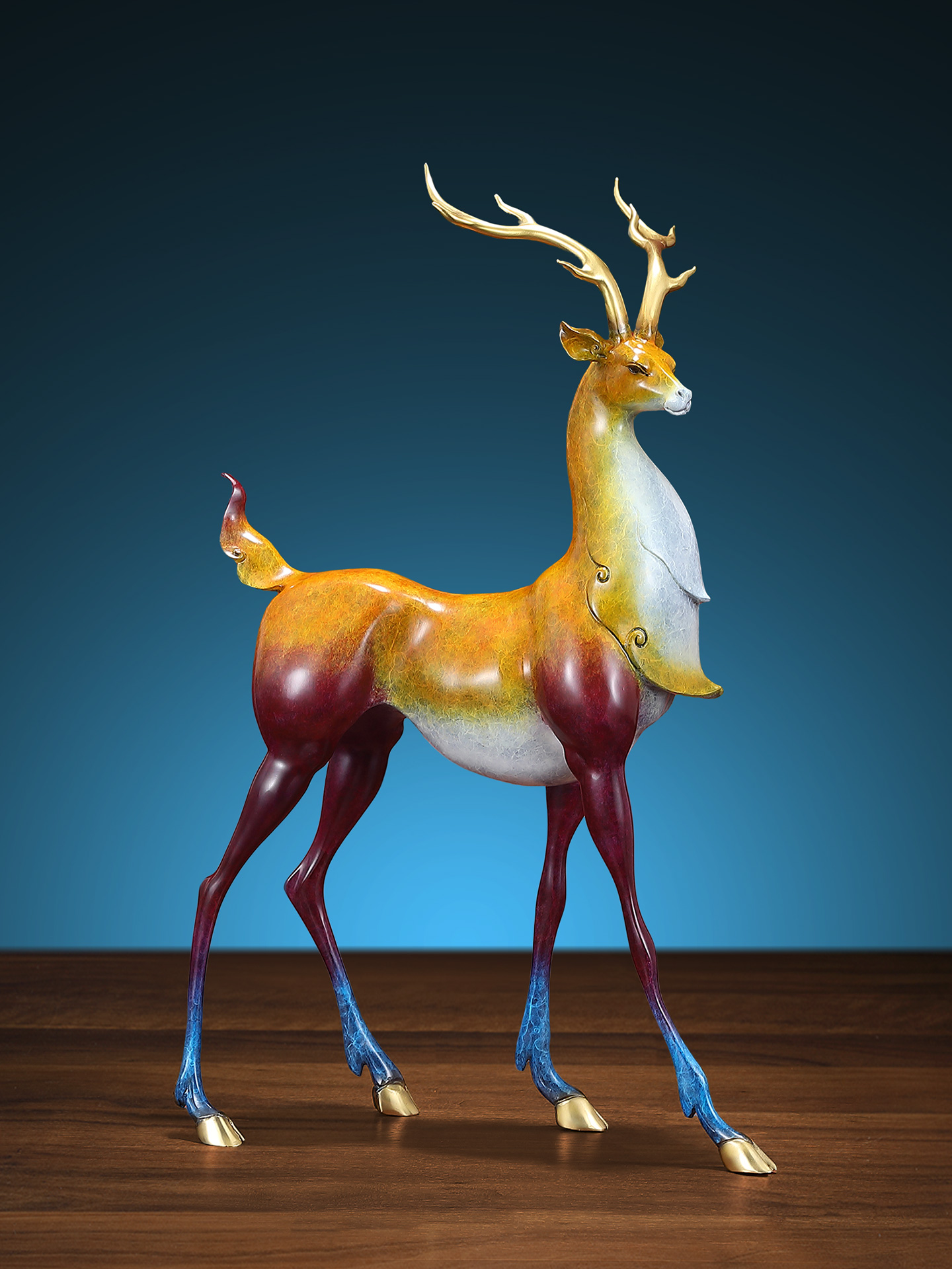 九色鹿黄铜梅花鹿摆件家居客厅酒柜玄关装饰中式乔迁新居开业礼品