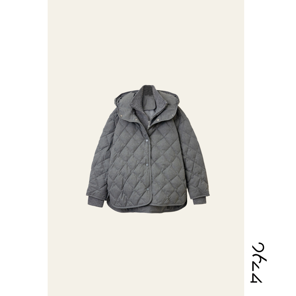 菱形格子针织拼接羽绒服158-209