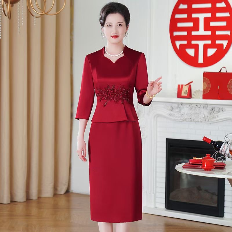 高贵妈妈结婚裙子平时可穿礼服喜婆婆婚宴装婚礼女方母亲婚宴礼服