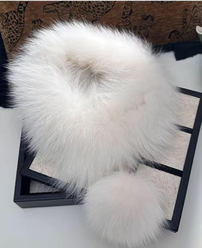 狐狸毛雪球围脖秋冬毛绒围巾吸扣真毛毛领子女围脖毛毛款