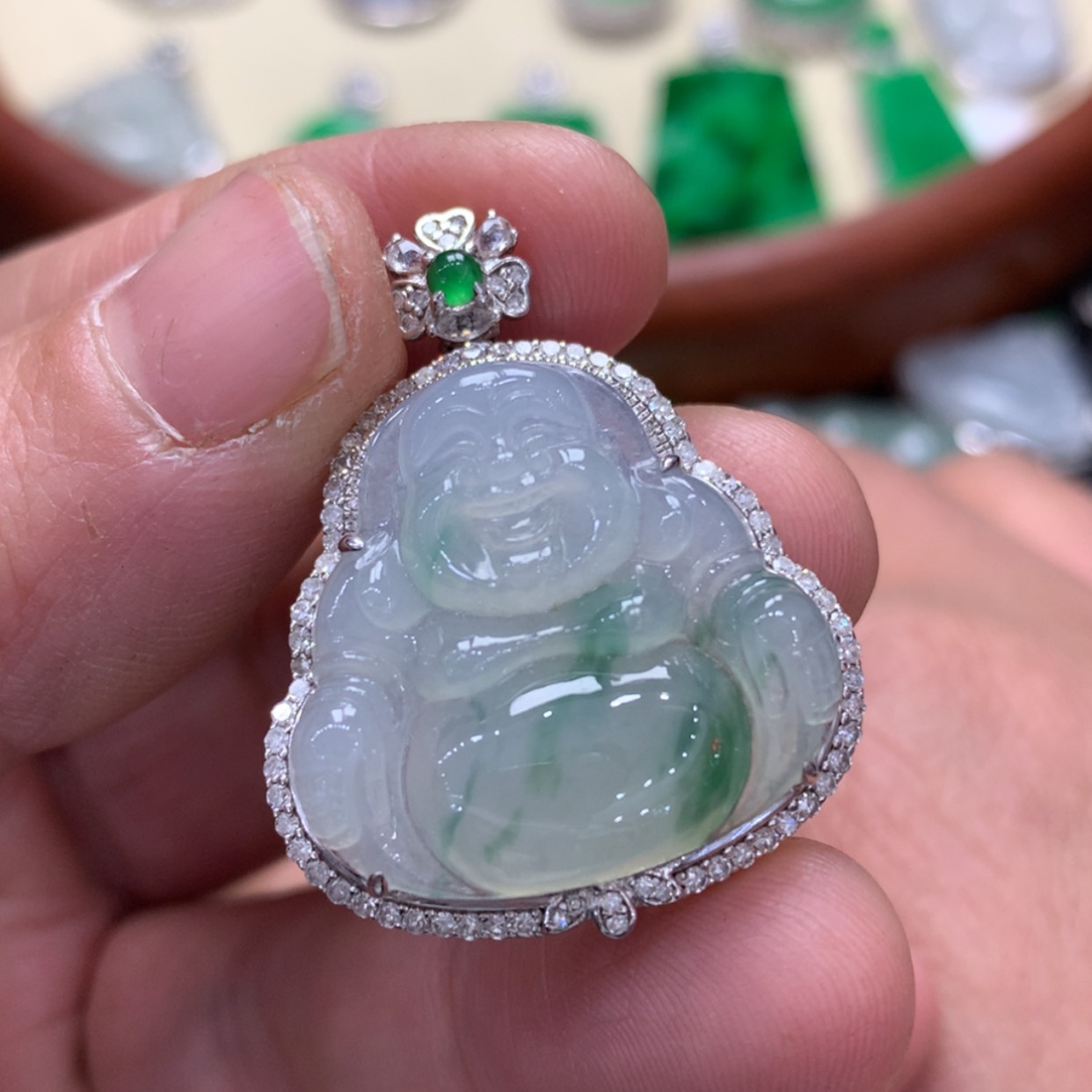 【闪购商品】翡翠颈饰18K金镶嵌安*佛公