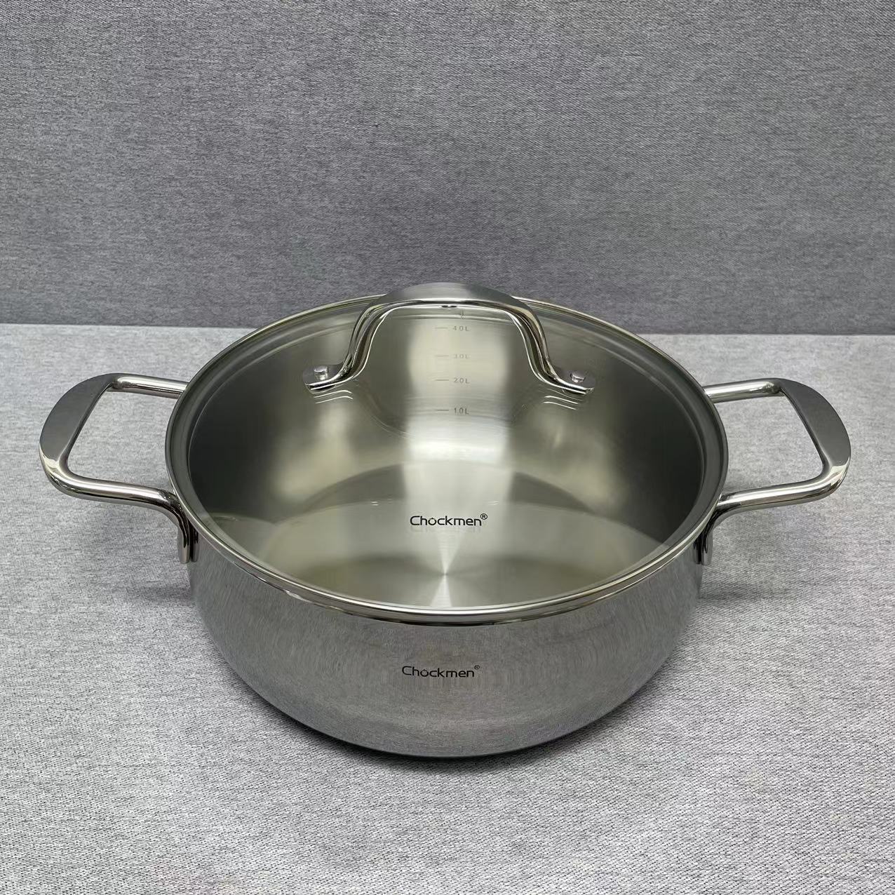 6-106 Chockmen 双耳火锅汤锅 24*10CM 带盖重约2.34KG