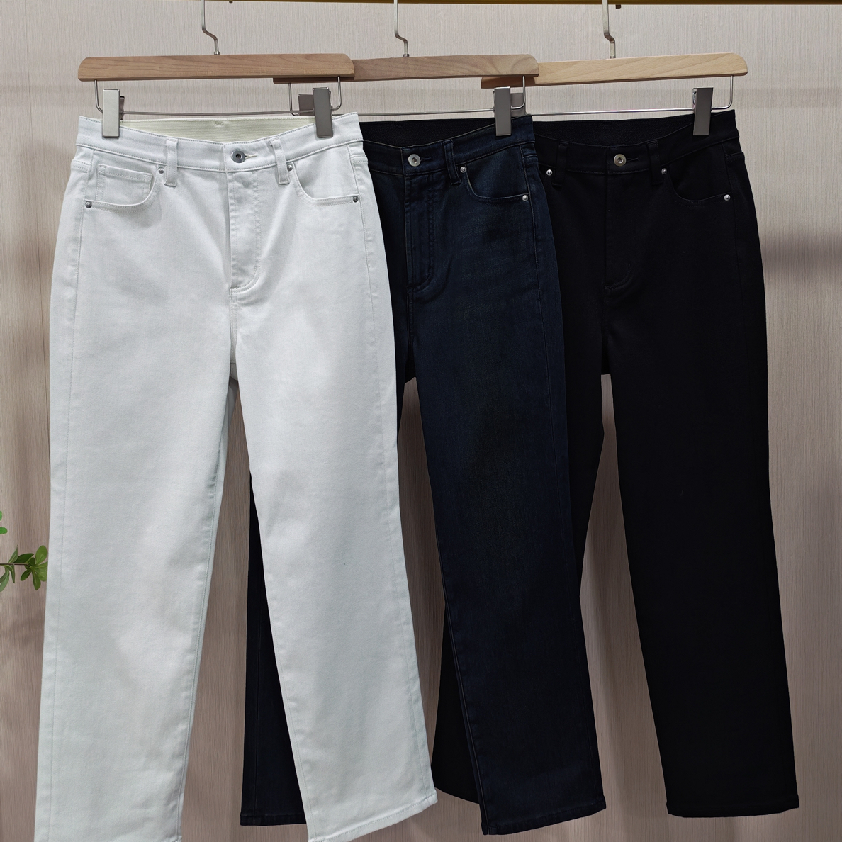 【Hua】05553秋冬季新款休闲百搭高腰橡筋显瘦薄绒直筒裤烟管裤