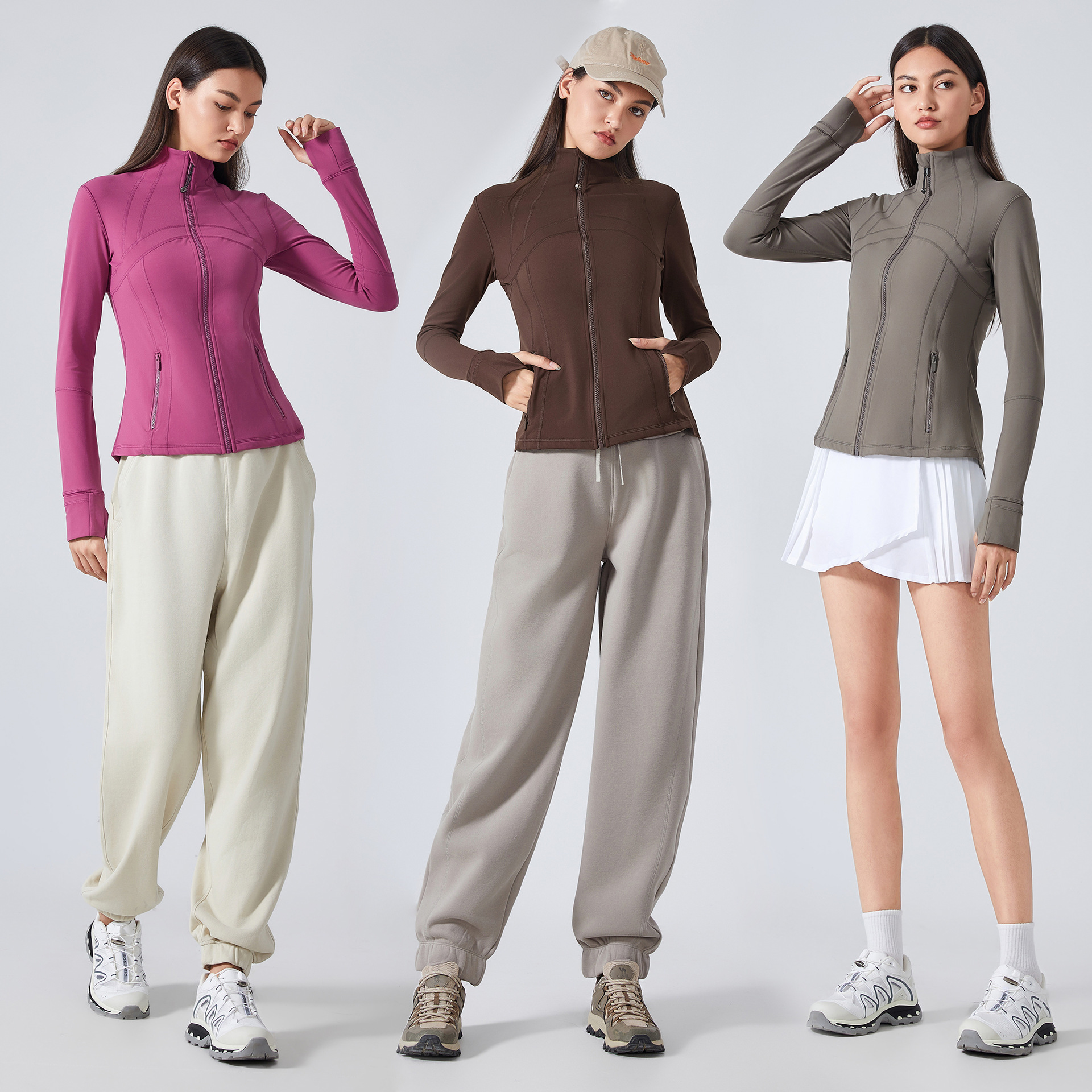 透气网DF薄绒瑜伽服外套女收腰显瘦普拉提健身服DAW178套装服装