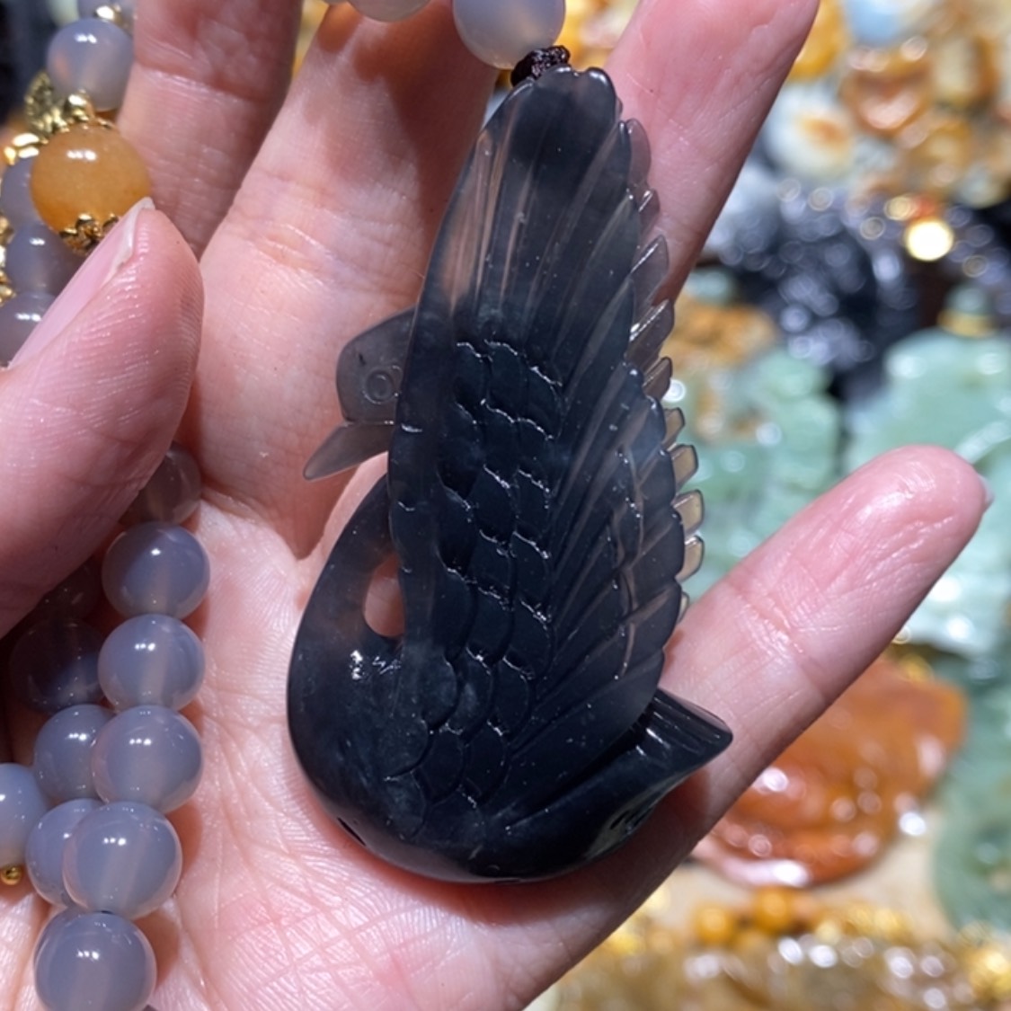 【闪购商品】蛇纹石玉颈饰合金