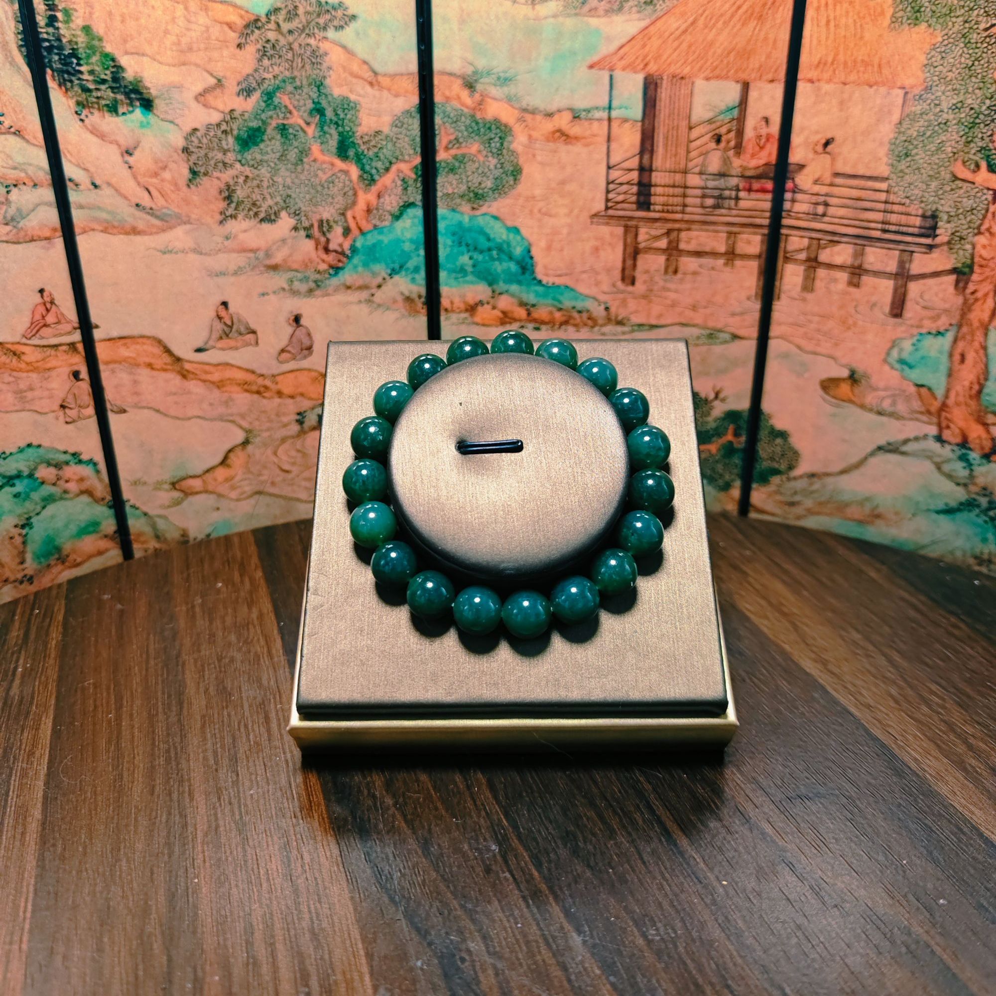 N和田玉圆珠手串（卡10）2169