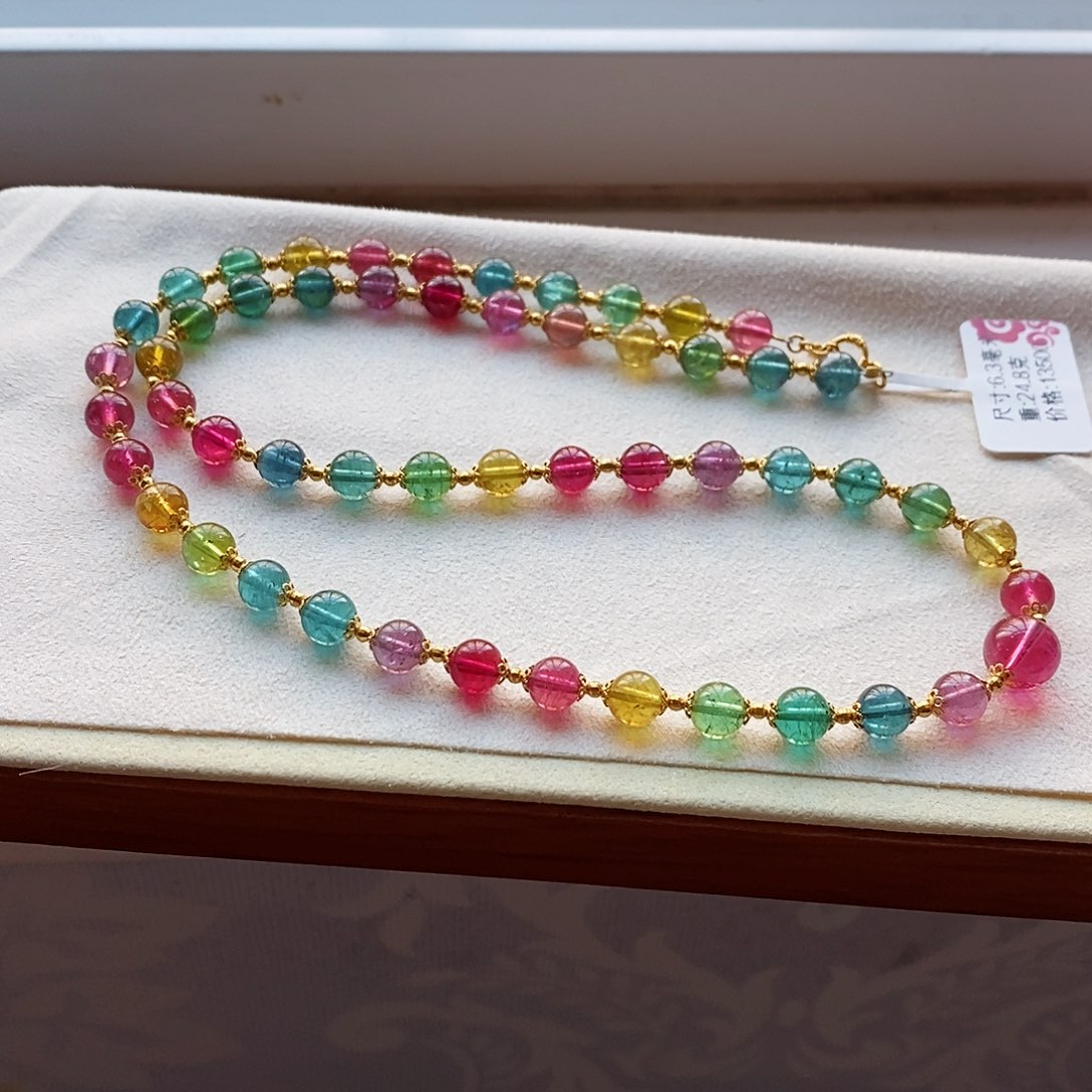 碧玺碧玺项链18K金镶嵌源