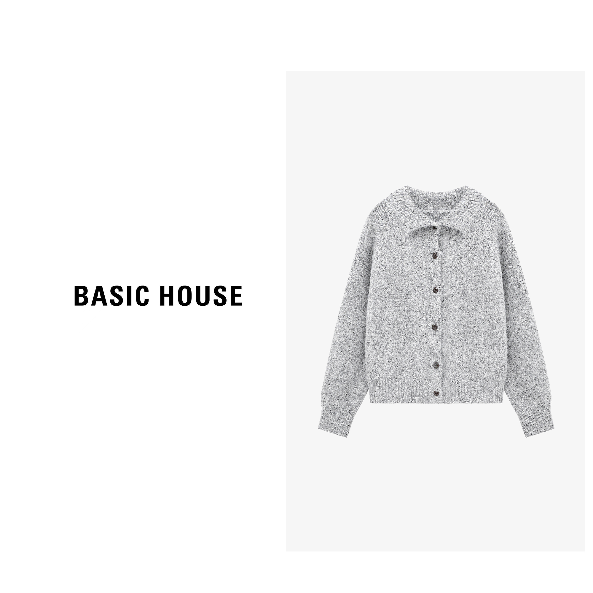 Basic House/百家好秋季新款简约气质花纱设计毛衣-B0625B5KCT2