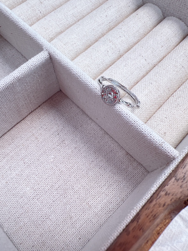 925银戒指 精工厂时尚百搭国风电白爆闪钱币银戒指