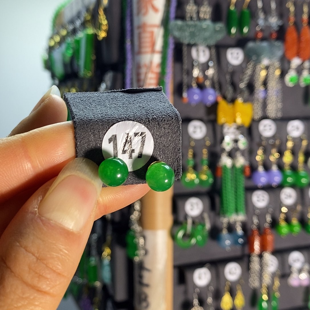 银S925镶嵌翡翠耳饰147