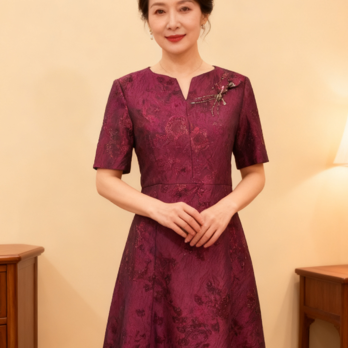 9791-高档醋酸礼服款旗袍