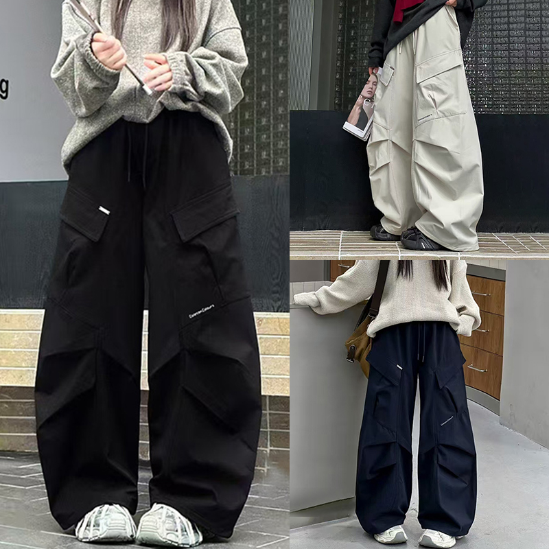 秋季爆款女童工装裤2025时尚百搭休闲宽松阔腿裤中大童初中生长裤