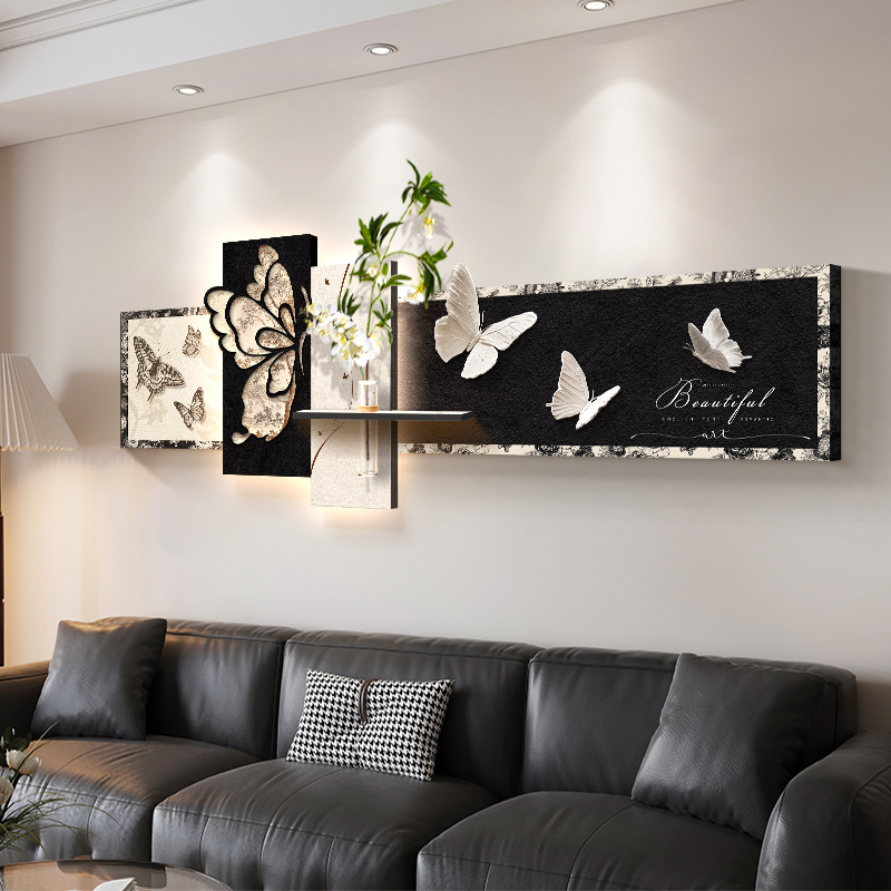 现代简约客厅装饰画轻奢风高级感沙发背景墙挂画新款水培绿植壁画