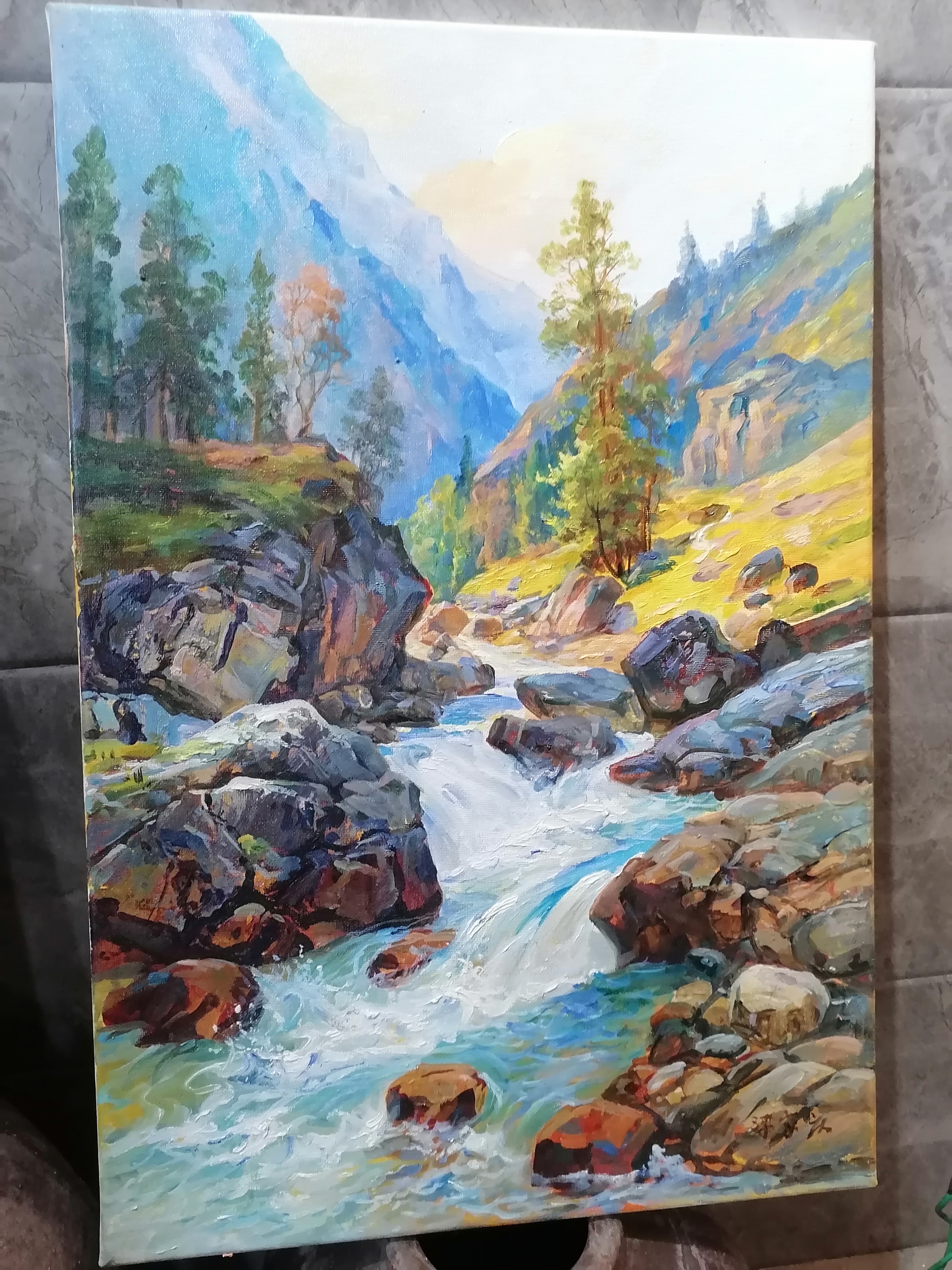 日照金山风景装饰画山水客厅玄关沙发背景墙挂画轻奢落地画