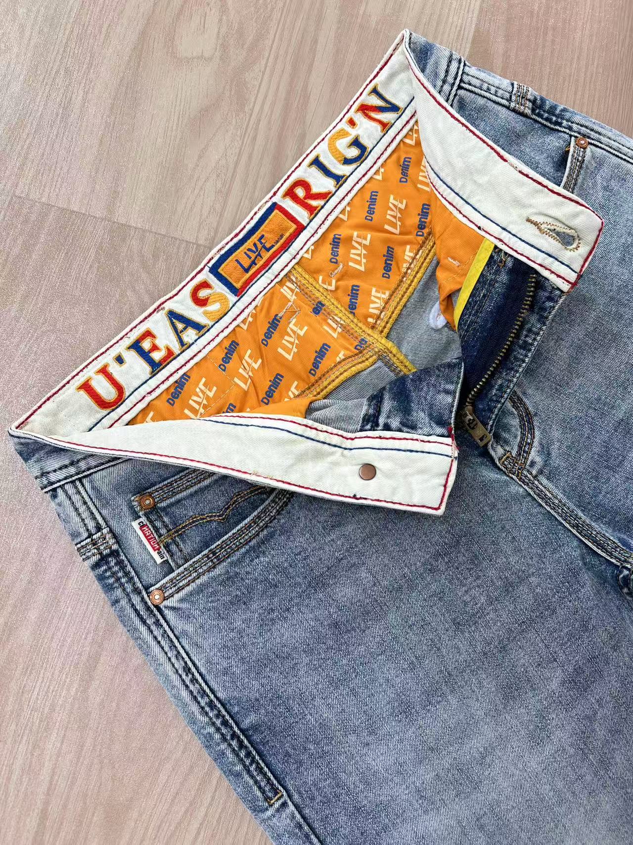 1029#2025 夏季薄款水洗浅蓝色柔软舒适百搭男士牛仔裤长裤九分裤