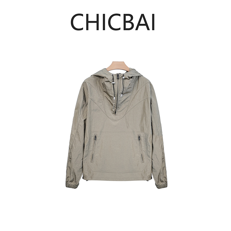 CHIC白 四季旅行 功能性三防户外冲锋衣 连帽拉链休闲外套w433-1