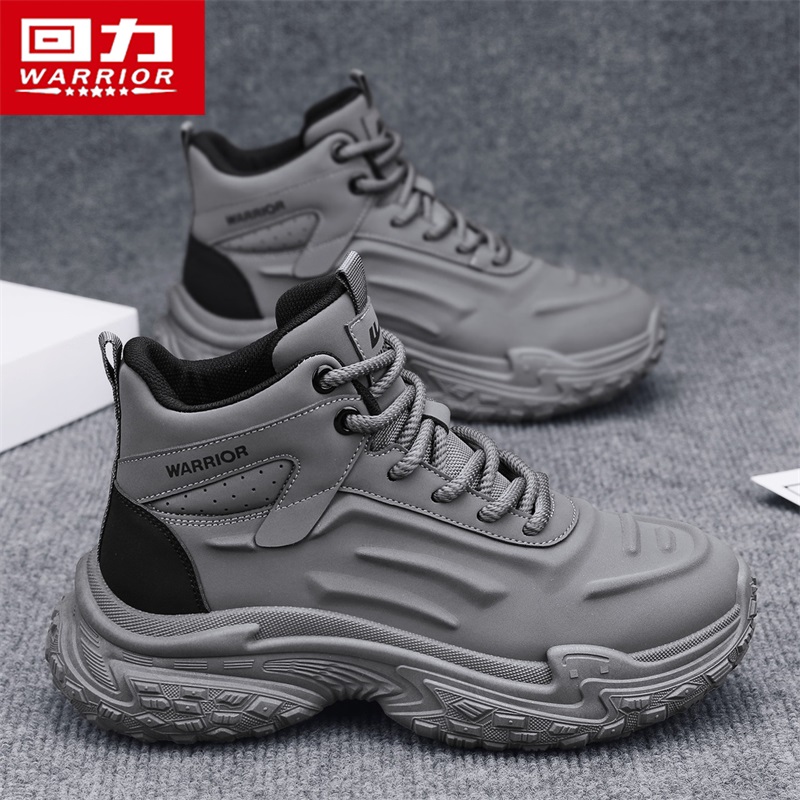 回力2025新款车缝线男士中筒靴子潮鞋男鞋马丁靴加绒鞋子高帮