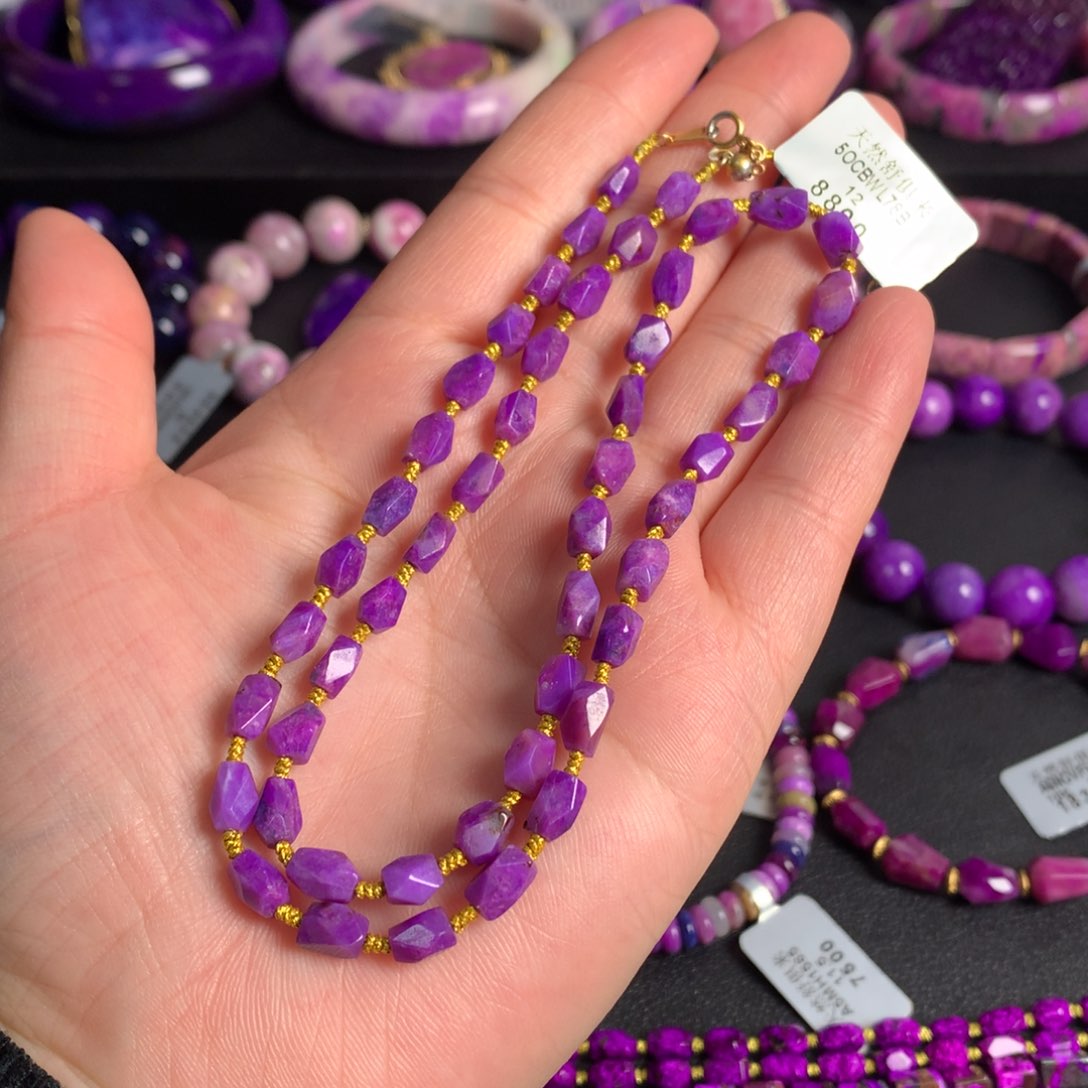 苏纪石（舒俱来）未镶嵌粉紫樱花项链