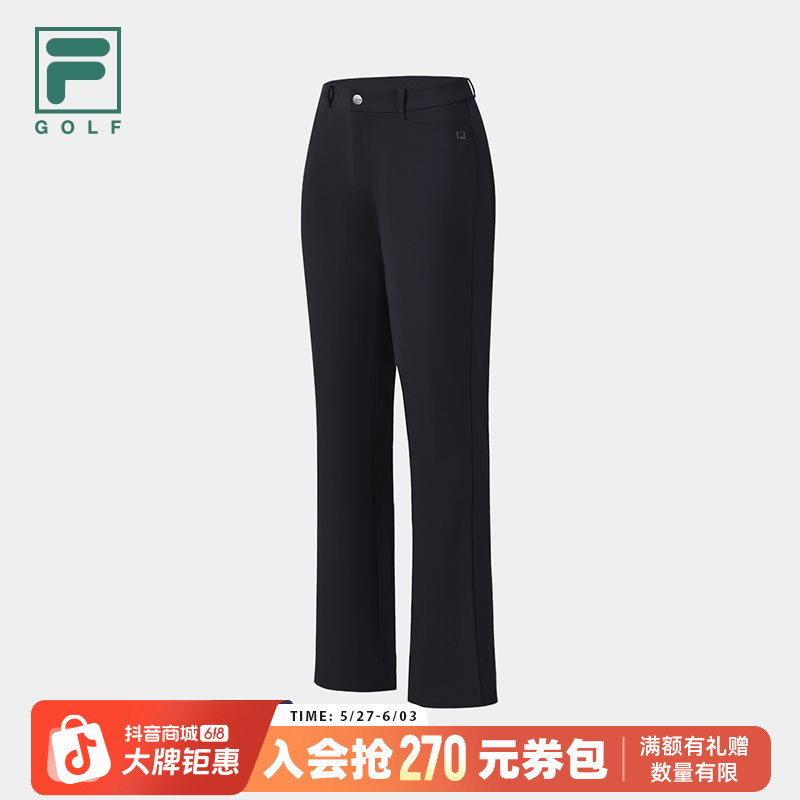 FILA薄款新款高尔夫高腰显瘦直筒垂感职业西装针织裤A11W625601F