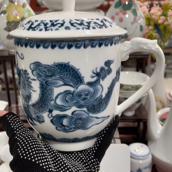 陶瓷能**杯醴陵手绘茶杯800毫升无口釉
