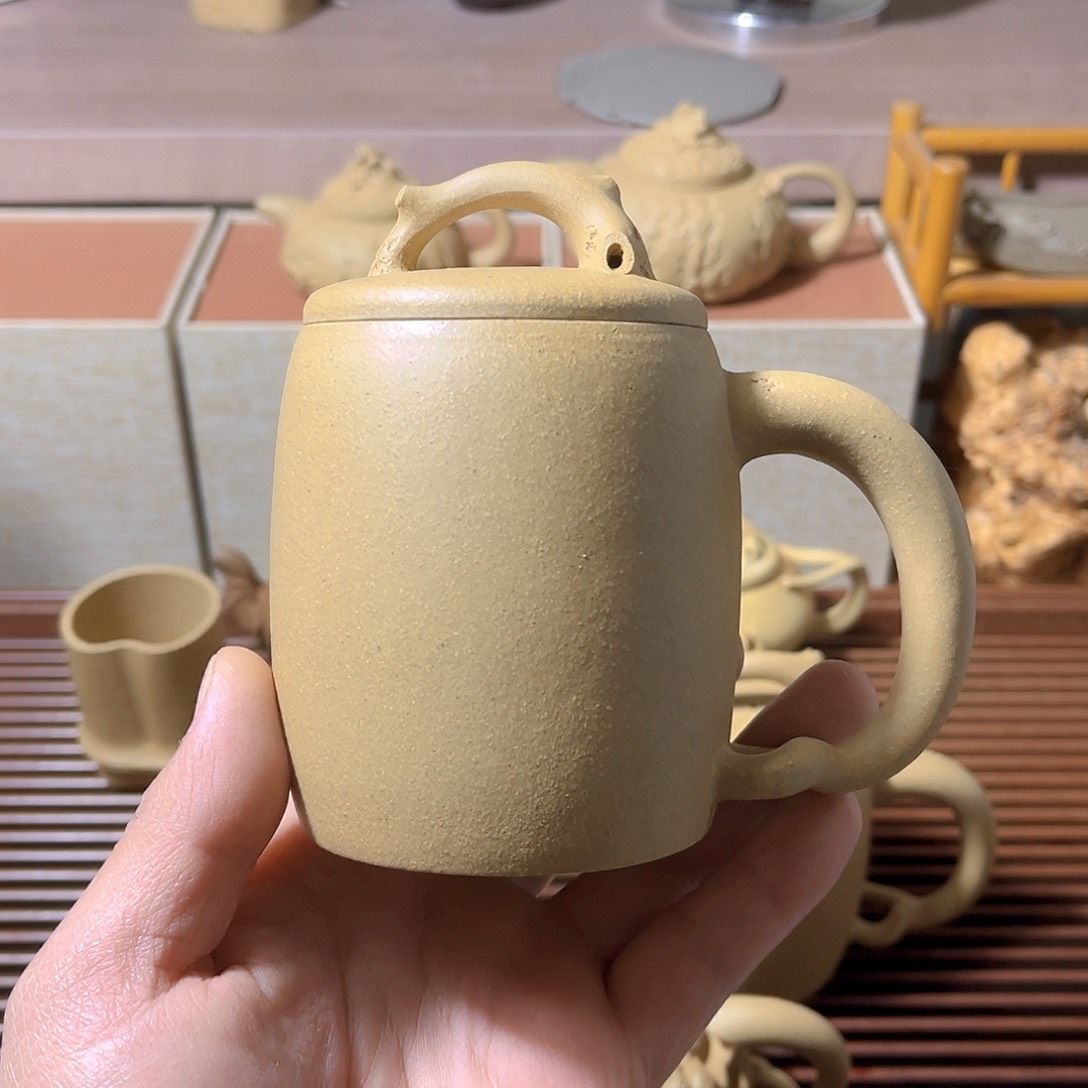 段泥紫砂盖杯全手工紫砂盖杯 容量350cc左右 黄龙山段泥