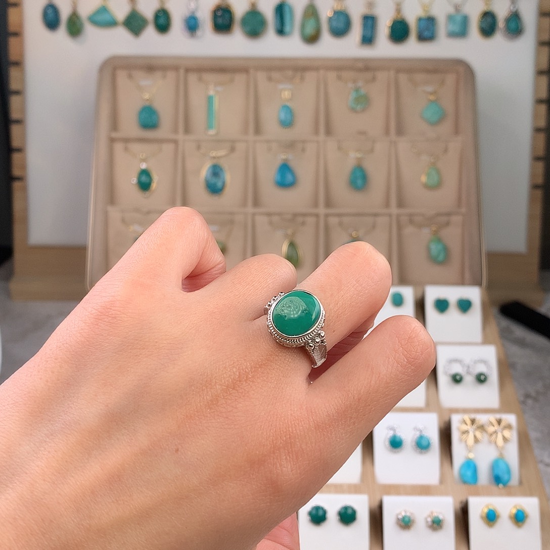 绿松石银S925镶嵌戒指