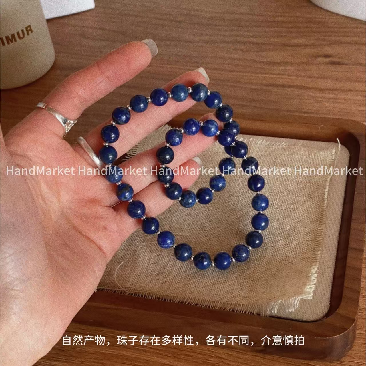 925银手链 JIUJIU【露丝同款巨显白双圈蓝手串】气质蓝色轻奢1024