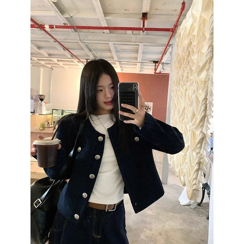 短款小香风外套女 2025秋季单排扣复古法式气质百搭上衣