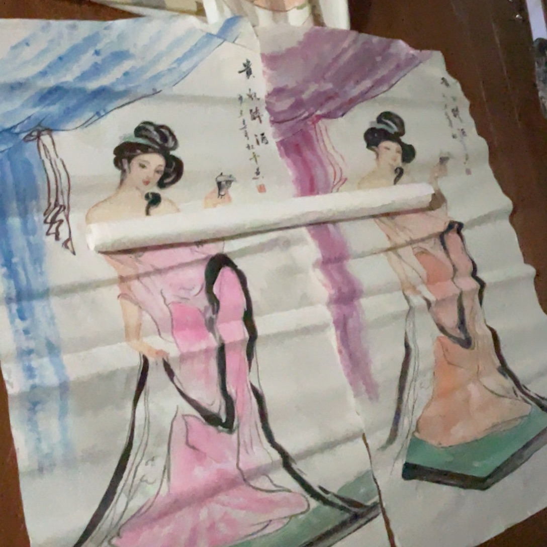 国画纯手绘的山水花鸟