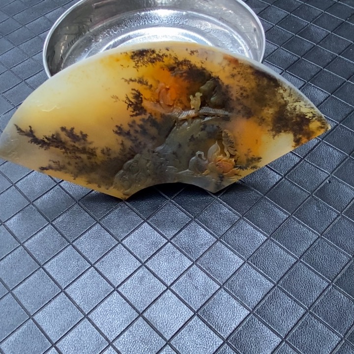 石英质玉（黄龙玉）合金吊坠