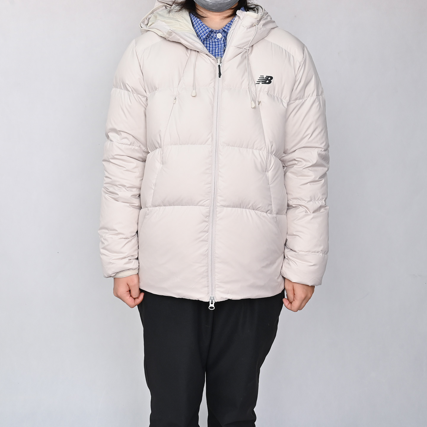 NEW BALANCE NB冬季新款男子保暖羽绒服连帽简约外套NPF44011-BEI