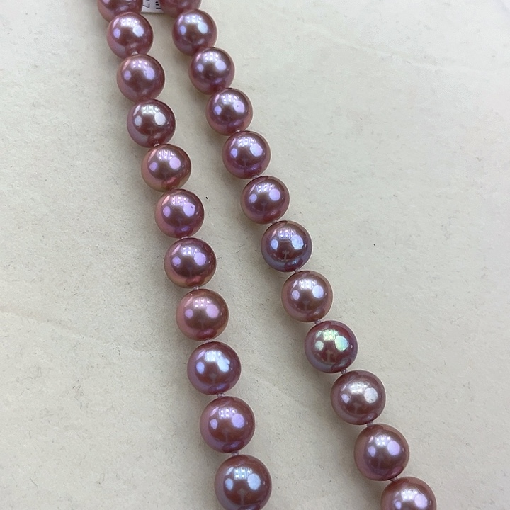 淡水珍珠颈饰银S925镶嵌卡10-11极光紫色高品