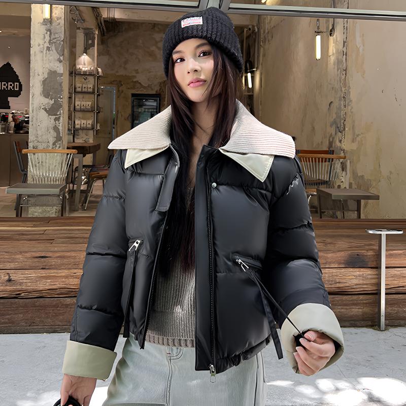 拼接冬季小个子20205冬季新款棉服女短款韩版保暖棉衣外套棉袄
