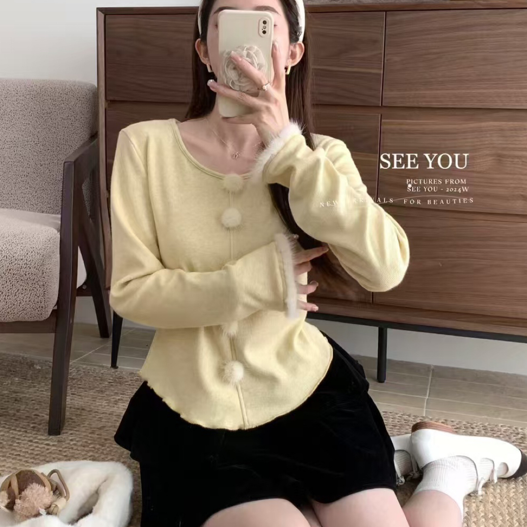 新疆包邮【2270】毛球圆领打底衫-衣长50