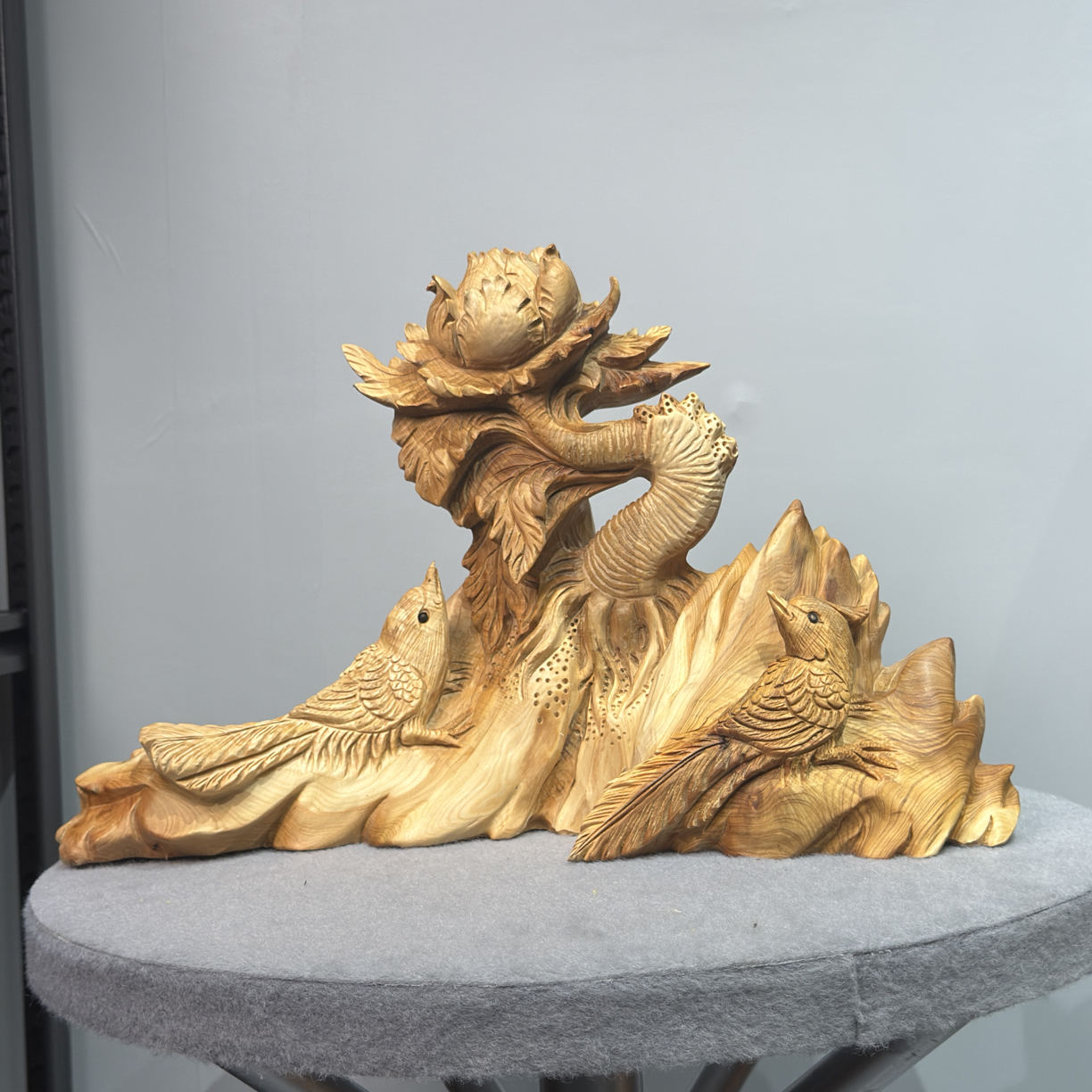 崖柏精品手工雕刻喜上眉梢工艺品麒麟狮子家居饰品摆件玄关创意