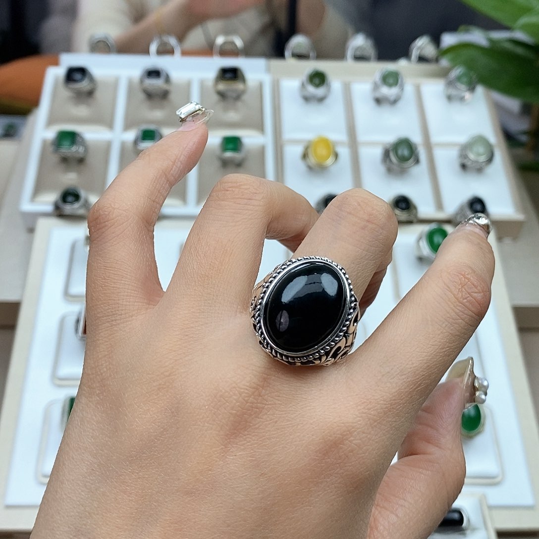 和田玉戒指银S925镶嵌粤****常