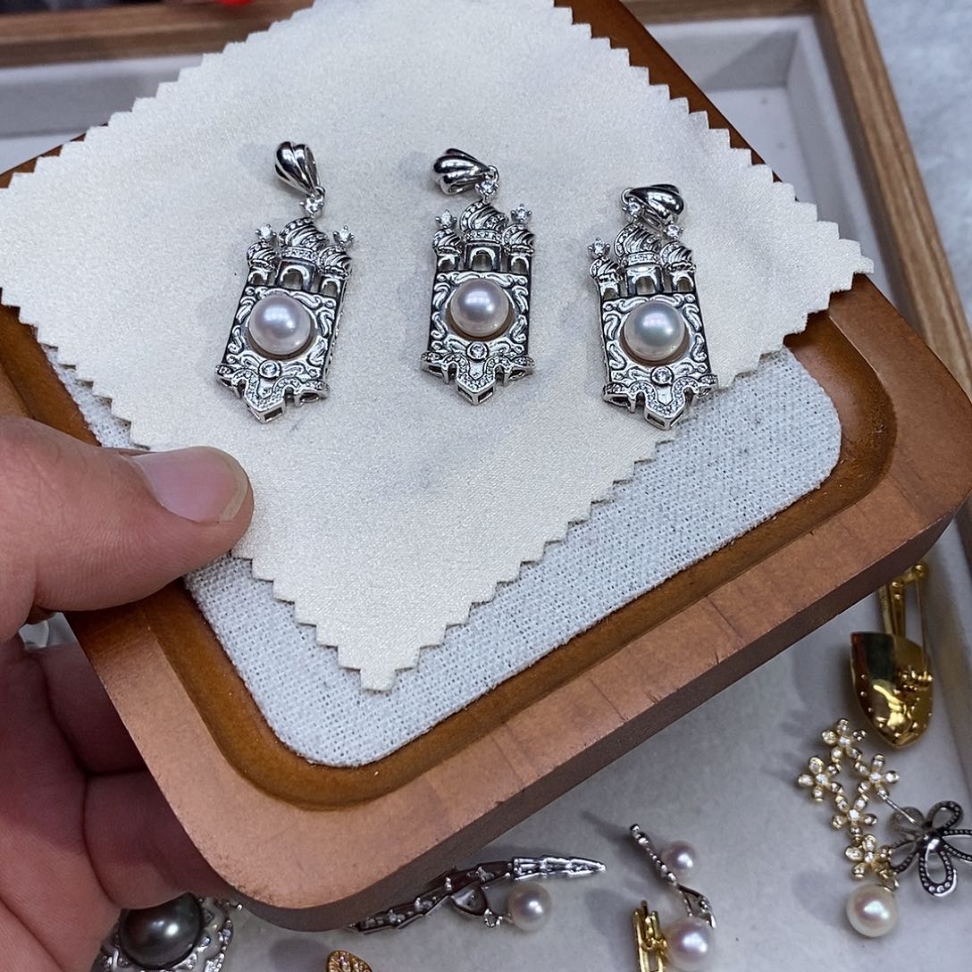 海水珍珠银S925镶嵌吊坠(不含链)