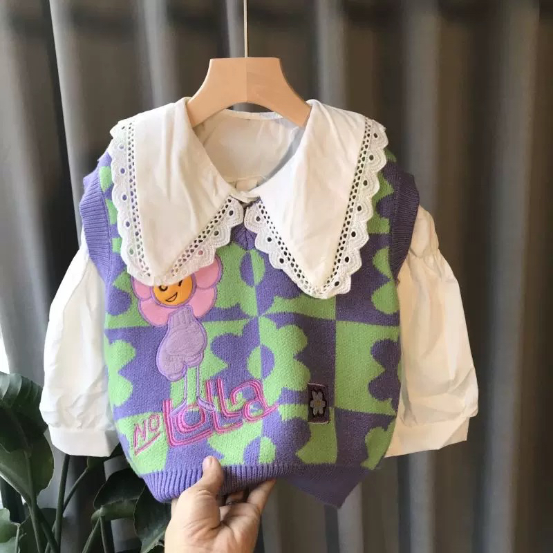 【福利】宝宝女童衬衣马甲背心儿童春秋洋气时韩版宽松无袖外穿女宝