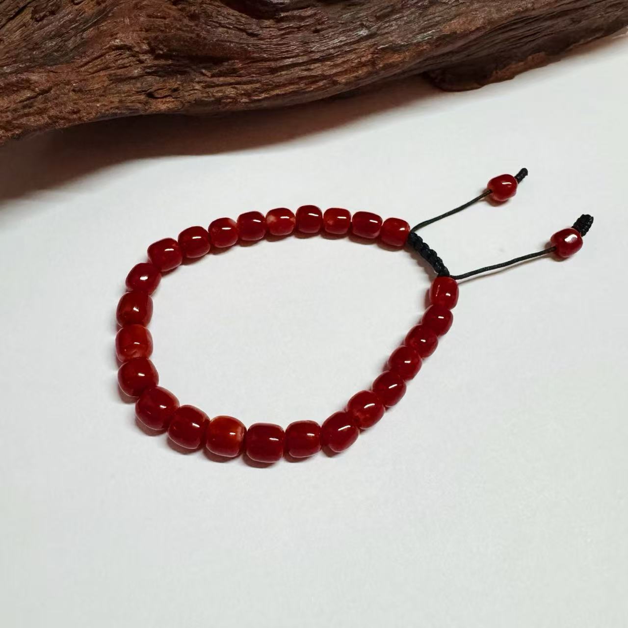 碧海丹心-天然阿卡红珊瑚手串6-7mm/13.24g-14009