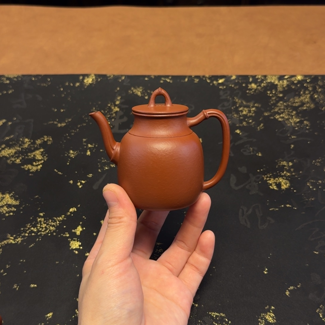 紫砂茶壶120cc，竹影壶，小煤窑朱泥