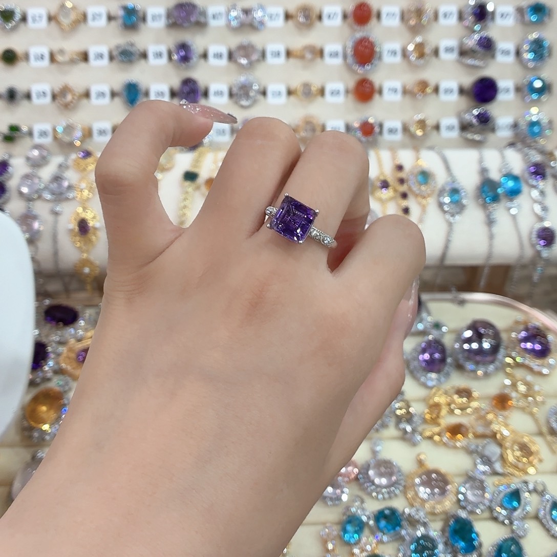 C****紫晶银S925镶嵌戒指